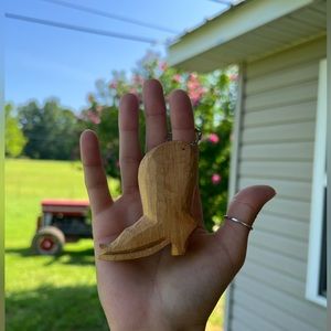 Hand-Carved Genuine Wood Boot Charm